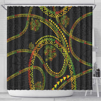 Hawaiian Kakau Art and Hisbiscus Tattoo Shower Curtain Tribal Pattern-Reggae Style - Polynesian Pride