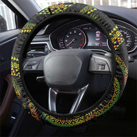 Hawaiian Kakau Art and Hisbiscus Tattoo Steering Wheel Cover Tribal Pattern-Reggae Style - Polynesian Pride