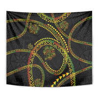 Hawaiian Kakau Art and Hisbiscus Tattoo Tapestry Tribal Pattern-Reggae Style - Polynesian Pride