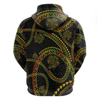 Hawaiian Kakau Art and Hisbiscus Tattoo Zip Hoodie Tribal Pattern-Reggae Style - Polynesian Pride