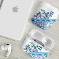 Hawaiian Abstract Sea Turtle AirPods Case Polynesian Tapa Art and Kakau Tattoo White WaterColor - Polynesian Pride
