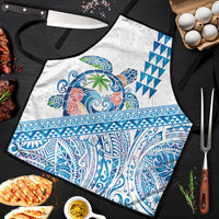 Hawaiian Abstract Sea Turtle Apron Polynesian Tapa Art and Kakau Tattoo White WaterColor - Polynesian Pride