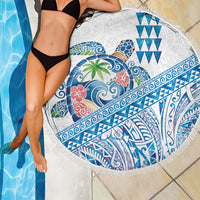Hawaiian Abstract Sea Turtle Beach Blanket Polynesian Tapa Art and Kakau Tattoo White WaterColor - Polynesian Pride