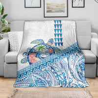 Hawaiian Abstract Sea Turtle Blanket Polynesian Tapa Art and Kakau Tattoo White WaterColor - Polynesian Pride