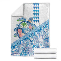 Hawaiian Abstract Sea Turtle Blanket Polynesian Tapa Art and Kakau Tattoo White WaterColor - Polynesian Pride