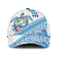 Hawaiian Abstract Sea Turtle Classic Cap Polynesian Tapa Art and Kakau Tattoo White WaterColor - Polynesian Pride