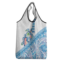 Hawaiian Abstract Sea Turtle Grocery Bag Polynesian Tapa Art and Kakau Tattoo White WaterColor - Polynesian Pride