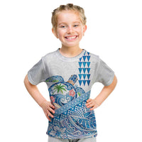 Hawaiian Abstract Sea Turtle Kid T Shirt Polynesian Tapa Art and Kakau Tattoo White WaterColor - Polynesian Pride
