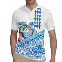 Hawaiian Abstract Sea Turtle Rugby Jersey Polynesian Tapa Art and Kakau Tattoo White WaterColor - Polynesian Pride