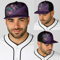 Hawaiian Abstract Sea Turtle Baseball Net Cap Polynesian Tapa Art and Kakau Tattoo Purple WaterColor LT03 - Polynesian Pride