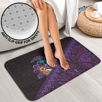 Hawaiian Abstract Sea Turtle Bathroom Set Polynesian Tapa Art and Kakau Tattoo Purple WaterColor - Polynesian Pride