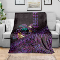 Hawaiian Abstract Sea Turtle Blanket Polynesian Tapa Art and Kakau Tattoo Purple WaterColor - Polynesian Pride
