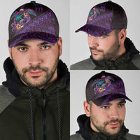 Hawaiian Abstract Sea Turtle Classic Cap Polynesian Tapa Art and Kakau Tattoo Purple WaterColor LT03 - Polynesian Pride