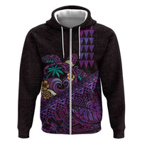 Hawaiian Abstract Sea Turtle Hoodie Polynesian Tapa Art and Kakau Tattoo Purple WaterColor - Polynesian Pride