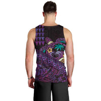 Hawaiian Abstract Sea Turtle Men Tank Top Polynesian Tapa Art and Kakau Tattoo Purple WaterColor - Polynesian Pride