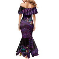 Hawaiian Abstract Sea Turtle Mermaid Dress Polynesian Tapa Art and Kakau Tattoo Purple WaterColor - Polynesian Pride