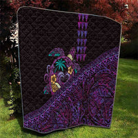 Hawaiian Abstract Sea Turtle Quilt Polynesian Tapa Art and Kakau Tattoo Purple WaterColor - Polynesian Pride