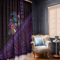 Hawaiian Abstract Sea Turtle Window Curtain Polynesian Tapa Art and Kakau Tattoo Purple WaterColor - Polynesian Pride