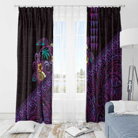 Hawaiian Abstract Sea Turtle Window Curtain Polynesian Tapa Art and Kakau Tattoo Purple WaterColor - Polynesian Pride