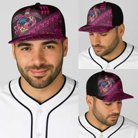 Hawaiian Abstract Sea Turtle Baseball Net Cap Polynesian Tapa Art and Kakau Tattoo Pink WaterColor LT03 - Polynesian Pride