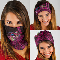Hawaiian Abstract Sea Turtle Neck Gaiter Polynesian Tapa Art and Kakau Tattoo Pink WaterColor - Polynesian Pride