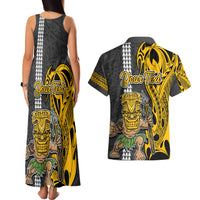 Custom Hawaii Island Couples Matching Tank Maxi Dress and Hawaiian Shirt Hawaiian Warrior and Kakau Symbols Abstract Tattoo LT03 - Polynesian Pride