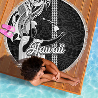 Hawaii Island Beach Blanket Hawaiian King and Kakau Symbols Abstract Shoulder Tattoo LT03 - Wonder Print Shop