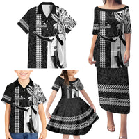 Hawaii Island Family Matching Puletasi Dress and Hawaiian Shirt Hawaiian King and Kakau Symbols Abstract Shoulder Tattoo LT03 - Polynesian Pride