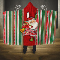 Kiribati Christmas Hooded Blanket Santa With Gift Bag Behind Ribbons Seamless Red Maori LT03 One Size Red - Polynesian Pride