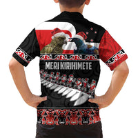 New Zealand Meri Kirihimete Family Matching Long Sleeve Bodycon Dress and Hawaiian Shirt Christmas Tui Bird and Kea Bird - Haka Santa with Maori Koru Art Pattern LT03 - Polynesian Pride
