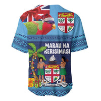 Fiji Marau na Kerisimasi Baseball Jersey Christmas Collared Lory - Fiji Emblems and Xmas Palm Tree Tapa Art Pattern