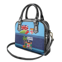 Fiji Marau na Kerisimasi Shoulder Handbag Christmas Collared Lory - Fiji Emblems and Xmas Palm Tree Tapa Art Pattern