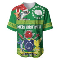 Cook Islands Meri Kiritimiti Baseball Jersey Christmas Turtle - Cooks Islands Emblems and Polynesian Art Pattern LT03 Green - Polynesian Pride