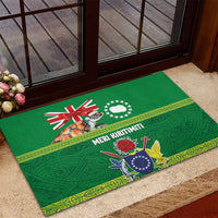 Cook Islands Meri Kiritimiti Rubber Doormat Christmas Turtle - Cooks Islands Emblems and Polynesian Art Pattern LT03 - Polynesian Pride