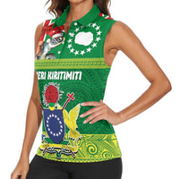 Cook Islands Meri Kiritimiti Women Sleeveless Polo Shirt Christmas Turtle - Cooks Islands Emblems and Polynesian Art Pattern LT03 - Polynesian Pride