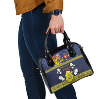 Niue Monuina e Kilisimasi Shoulder Handbag Christmas Uga - Niue Map and Emblem with Hiapo Art Pattern