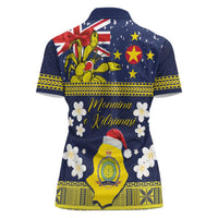 Niue Monuina e Kilisimasi Women Polo Shirt Christmas Uga - Niue Map and Emblem with Hiapo Art Pattern LT03 - Polynesian Pride