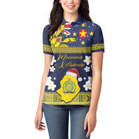 Niue Monuina e Kilisimasi Women Polo Shirt Christmas Uga - Niue Map and Emblem with Hiapo Art Pattern LT03 - Polynesian Pride