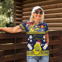 Niue Monuina e Kilisimasi Women Polo Shirt Christmas Uga - Niue Map and Emblem with Hiapo Art Pattern LT03 - Polynesian Pride
