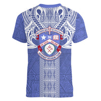 Tonga Apifoou School Women V Neck T Shirt Ngatu and Polynesian Pattern LT03 - Polynesian Pride