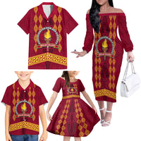 Tonga Beulah College Family Matching Off Shoulder Long Sleeve Dress and Hawaiian Shirt Ngatu and Polynesian Pattern LT03 - Polynesian Pride