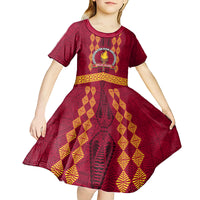 Tonga Beulah College Kid Short Sleeve Dress Ngatu and Polynesian Pattern LT03 - Polynesian Pride