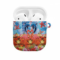Hawaiian Love-Couple Dolphins and Flamingos AirPods Case - Polynesian Pride