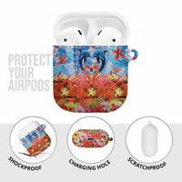 Hawaiian Love-Couple Dolphins and Flamingos AirPods Case - Polynesian Pride