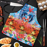 Hawaiian Love-Couple Dolphins and Flamingos Apron - Polynesian Pride