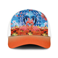 Hawaiian Love-Couple Dolphins and Flamingos Baseball Net Cap - Polynesian Pride