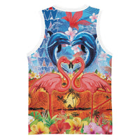 Hawaiian Love-Couple Dolphins and Flamingos Basketball Jersey - Polynesian Pride