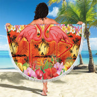 Hawaiian Love-Couple Dolphins and Flamingos Beach Blanket - Polynesian Pride