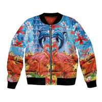 Hawaiian Love-Couple Dolphins and Flamingos Bomber Jacket - Polynesian Pride