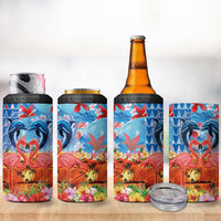 Hawaiian Love-Couple Dolphins and Flamingos 4 in 1 Can Cooler Tumbler - Polynesian Pride